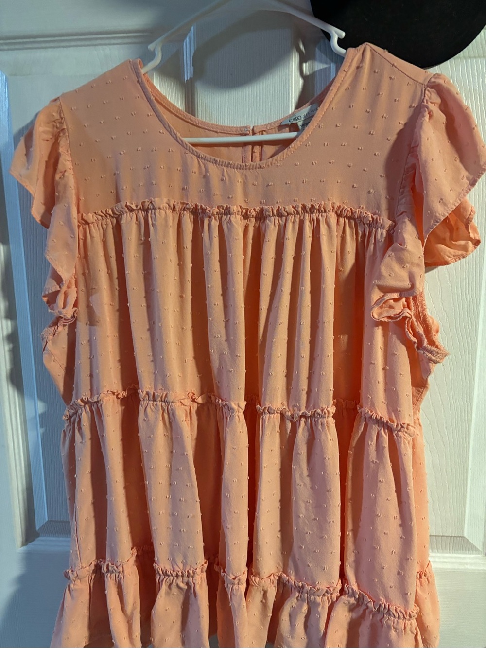 Cato Peach Tiered Ruffle Sleeve Dress